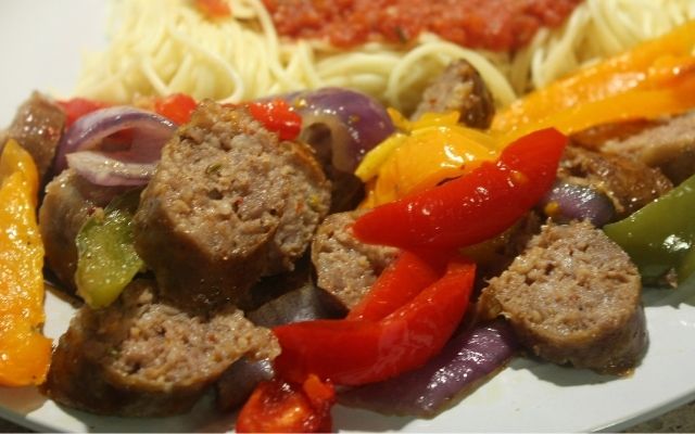 Sausage Peppers Onions Recipe in the Pressure Cooker