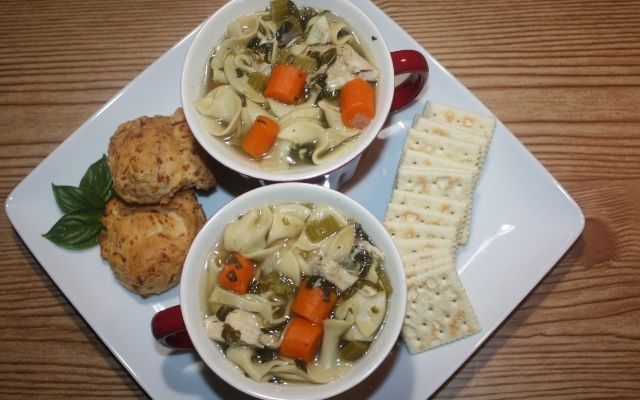 Homemade Chicken Noodle Soup for two