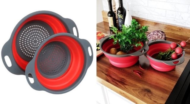 Unusual Kitchen Gadgets Collapsible Colanders Strainers Set