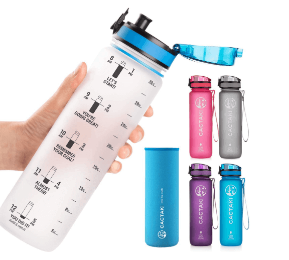 Cactaki Water Bottle with Time Marker